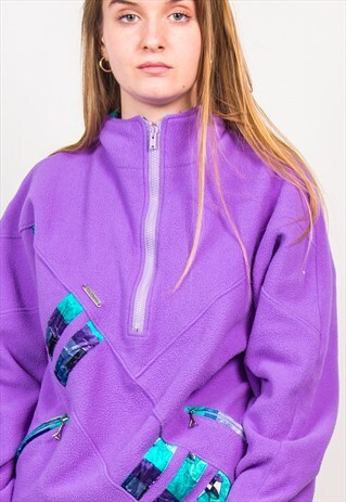 VINTAGE 90'S FLEECE JUMPER VIOLET QUARTER ZIP