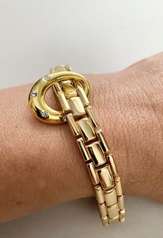 80'S VINTAGE LADIES BRACELET GOLD COSTUME JEWELLERY LINK  