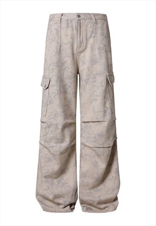 Camo jeans distressed utility denim pants military joggers