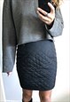 Quilted Minimal Mini Straight 90s Skirt In Black S