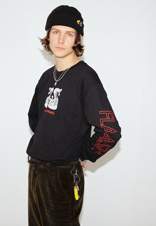 LONG SLEEVE T-SHIRT IN BLACK WITH COBRA PRINT