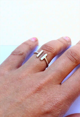 DOUBLE BAR RING IN SOLID STERLING SILVER