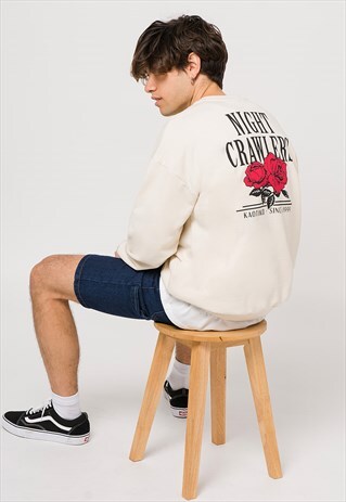 'NIGHT CRAWLERS' SWEATSHIRT IN WHITE