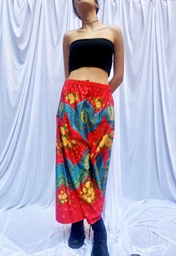 Vintage Festival 70s Maxi Skirt in red 