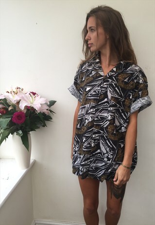 CRAZY PATTERN OVERSIZED UNISEX RETRO VINTAGE FESTIVAL SHIRT