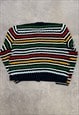 VINTAGE ABSTRACT KNITTED CARDIGAN 3D STRIPED PATTERNED KNIT 