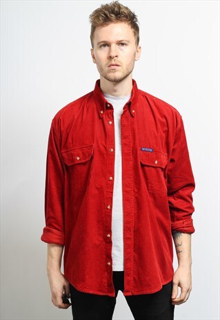 VINTAGE CORDUROY CORD SHIRT RED