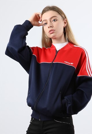 VINTAGE ADIDAS SMALL BLUE/RED TRACK JACKET