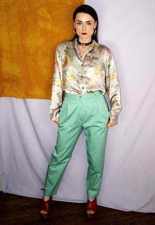 TURQUOISE STRAIGHT LEG TAILORED TROUSERS