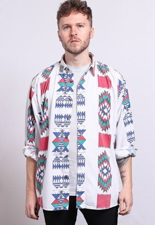 VINTAGE AZTEC PATTERNED SHIRT