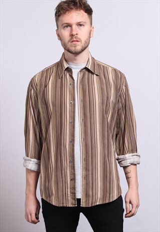 VINTAGE CORDUROY CORD STRIPED SHIRT