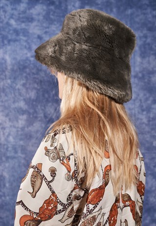 Y2K VINTAGE FAUX FUR BUCKET HAT
