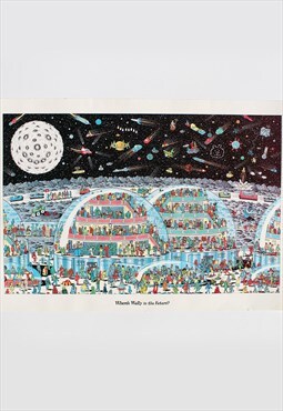 90s vintage print Where's Wally now in the future lithograph