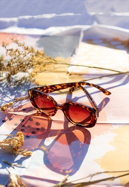 Tortoise Shell Narrow Oval Chunky Sunglasses