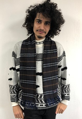 VINTAGE CASHMERE CHECKED SCARF-S082