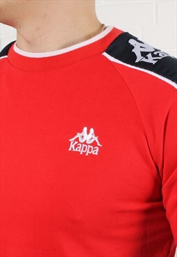 Vintage Kappa Sweater in Red with Spell Out Logo Medium