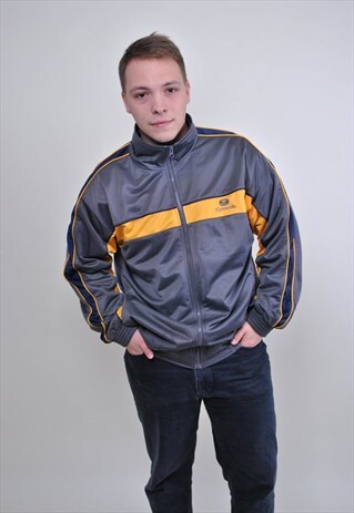 GRAY WINDBREAKER, 90S SPORT JACKET, OVERSIZE TRACK TOP