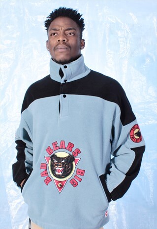 VINTAGE SC BERN BLUE AND NAVY EMBROIDERED FLEECE JUMPER