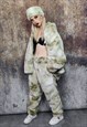  TIE-DYE FAUX FUR JOGGERS FLEECE PANTS 2 IN 1 TROUSER SHORTS