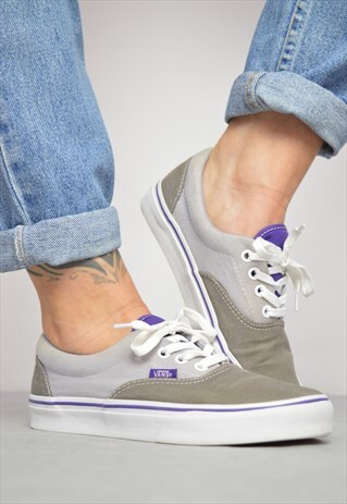 VINTAGE 90S VANS GREY & PURPLE SKATE SHOES TRAINERS PREPPY
