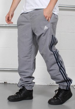 Vintage Adidas Comfy Sports Trackies in Grey w Logos Small