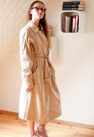 BEIGE SOFT MATERIAL CLASSIC RAINCOAT