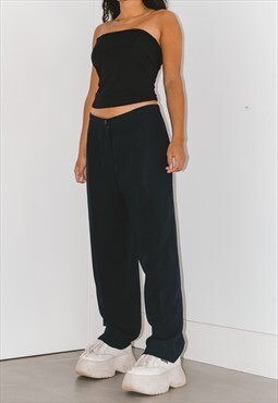 Low Waist Chino 90s Vintage Trousers In Navy Blue