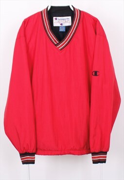 Champion red sweater / windbreaker material, USA Vintage.