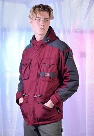 VINTAGE NAPAPIJRI MAROON AND GREY COAT