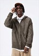 KNITTED MESH HOODIE TRANSPARENT GRUNGE KNITWEAR TOP IN CREAM