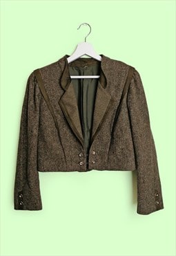 Vintage 80's Pure Wool Cropped Blazer Austrian Tirol Jacket