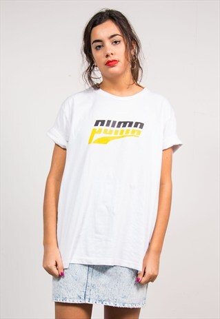 90'S VINTAGE WHITE OVERSIZE PUMA T-SHIRT