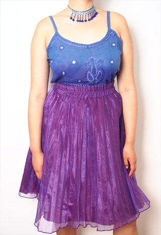 PURPLE PLEATED HIGH WAISTED SKIRT