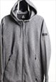 Vintage Jordan Hoodied Zip up Logo Sweatshirt Grey Size M
