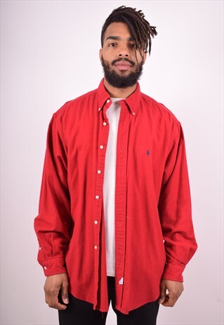 RALPH LAUREN MENS VINTAGE SHIRT XL RED 90S