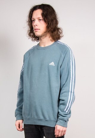 VINTAGE 90'S ADIDAS BLUE SWEATSHIRT JUMPER