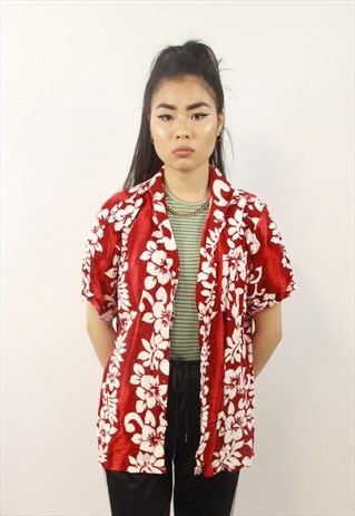 VINTAGE FLORAL PATTERNED RED SHIRT