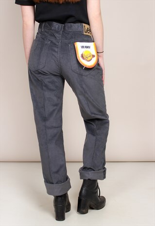 VINTAGE 80S GREY CORDUROY SKINNY LEE JEANS