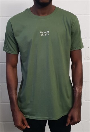 CLASSIC FIT KHAKI HUBERT AND CALVIN T-SHIRT