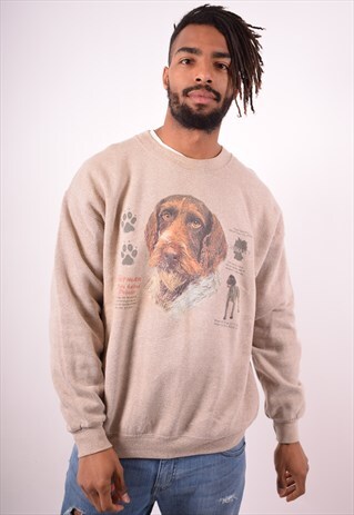 LEE MENS VINTAGE SWEATSHIRT JUMPER LARGE BROWN 90S