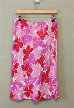 Vintage Y2K Floral Midi Skirt Pink With Patterns 