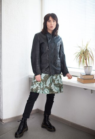 VINTAGE LEATHER DOUBLE BREASTED JACKET IN BLACK