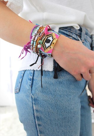 BRACELET FEATHER SHAPE BEADS