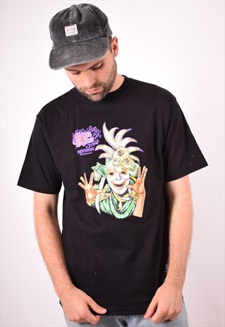 MENS VINTAGE T-SHIRT TOP MEDIUM BLACK 90S