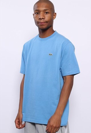 VINTAGE LACOSTE CHEST LOGO PIQUE T-SHIRT LIGHT BLUE