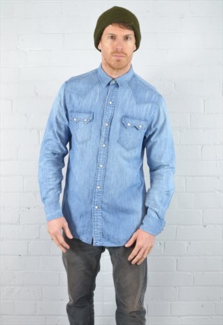 VINTAGE RALPH LAUREN MID BLUE DENIM SHIRT