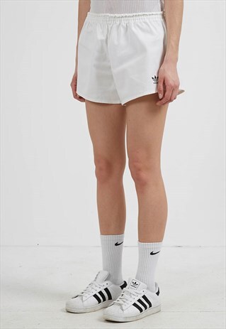 VINTAGE WHITE ADIDAS TRACK MINI SHORTS