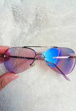 Christian Dior Sunglasses Mini Aviator Rimless Purple Pink 