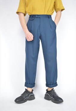 Vintage blue classic straight suit trousers