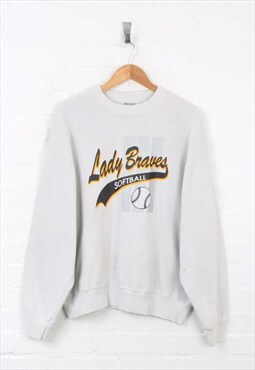 Vintage Lady Braves Softball Sweater Off White Ladies XL
